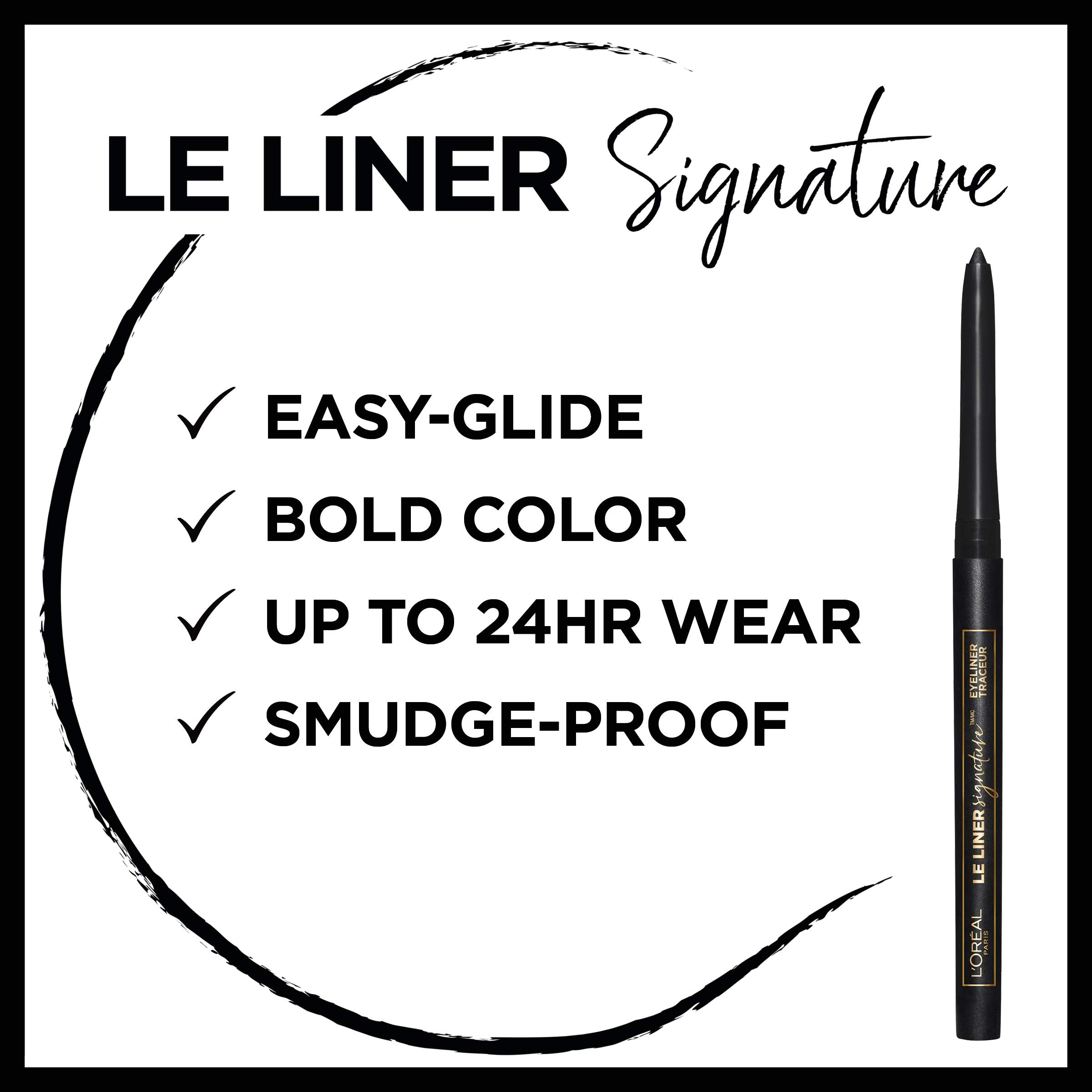 L'Oreal Paris Makeup Le Liner Signature Mechanical Eyeliner, Easy-Glide, Smudge Resistant, Bold Color, Long Lasting, Waterproof Eyeliner, Noir Cashmere, 0.011 oz., 1 count